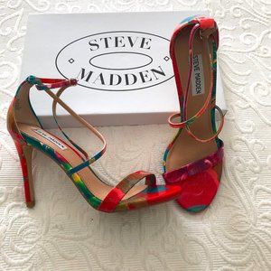 Steve Madden "FELIZ" Stiletto High Heel Sandals Bright Tropical Sexy 8.5 NIB